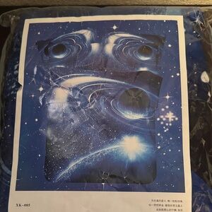 Blue Galaxy Print Duvet cover with 2 pillow cases 1 flat sheet.